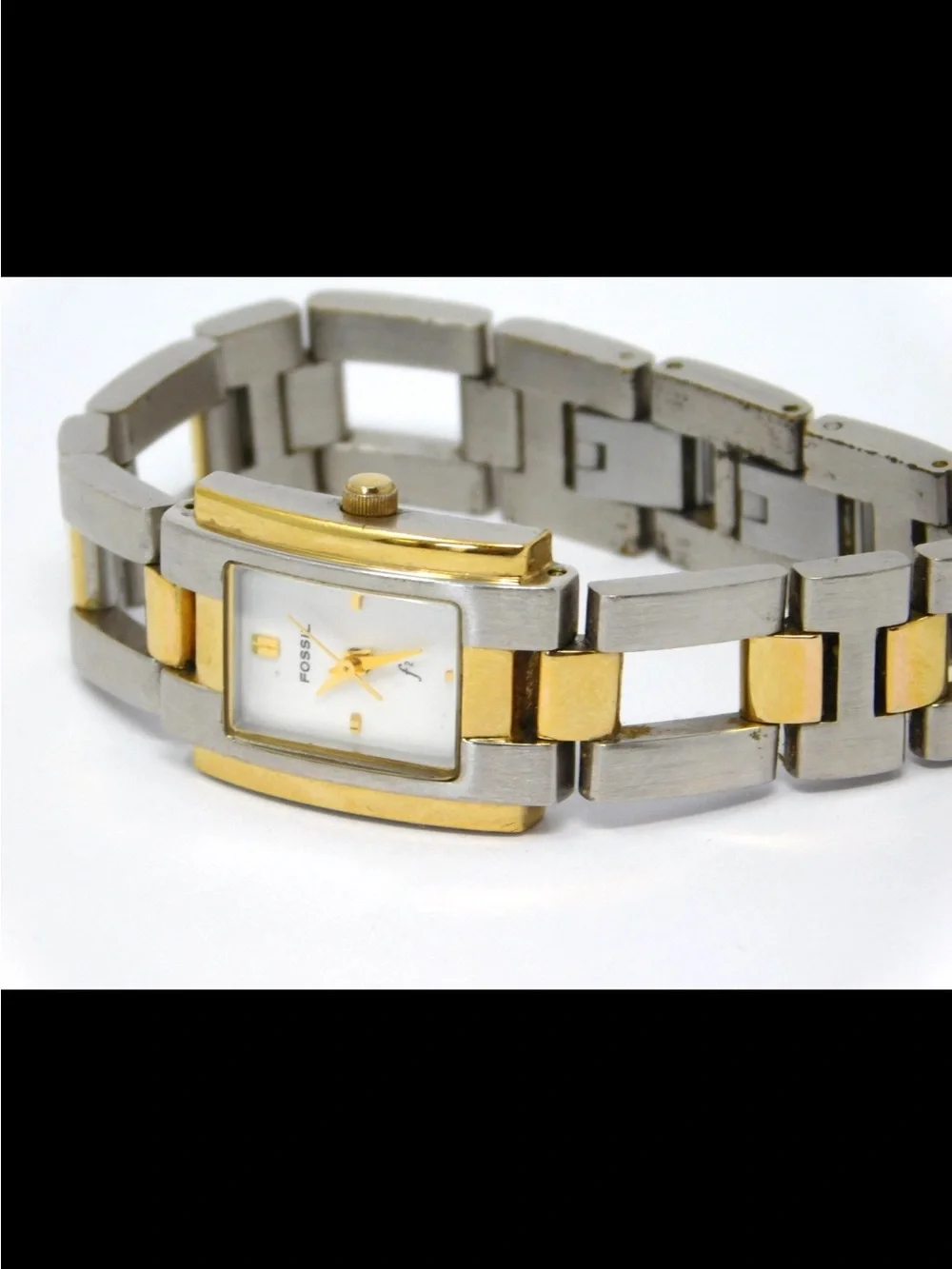 Fossil Women's Watch ES 9190 Two Tone Stainless Steel Link White Dial Ladies 6
